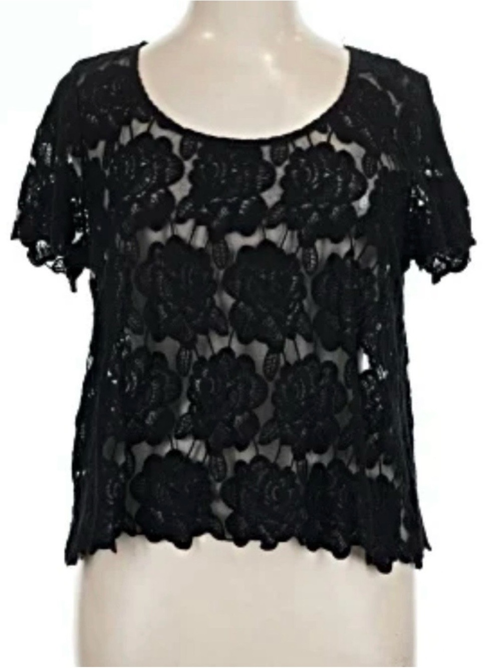 Torrid Black Floral Lace Crop Top 3x